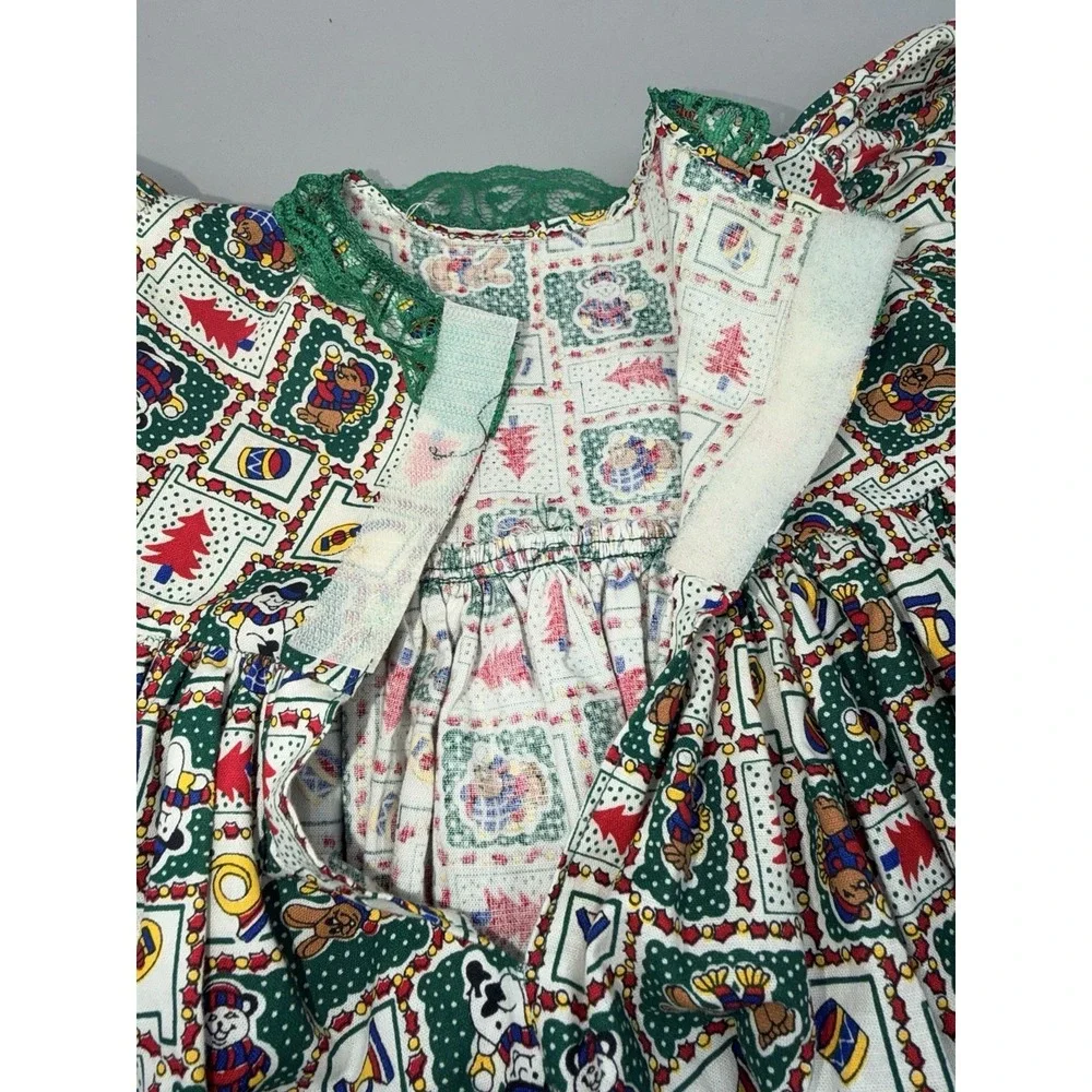 Vintage Handmade Girls Christmas Dress Pants Set Approx 2T Holiday 3 Piece